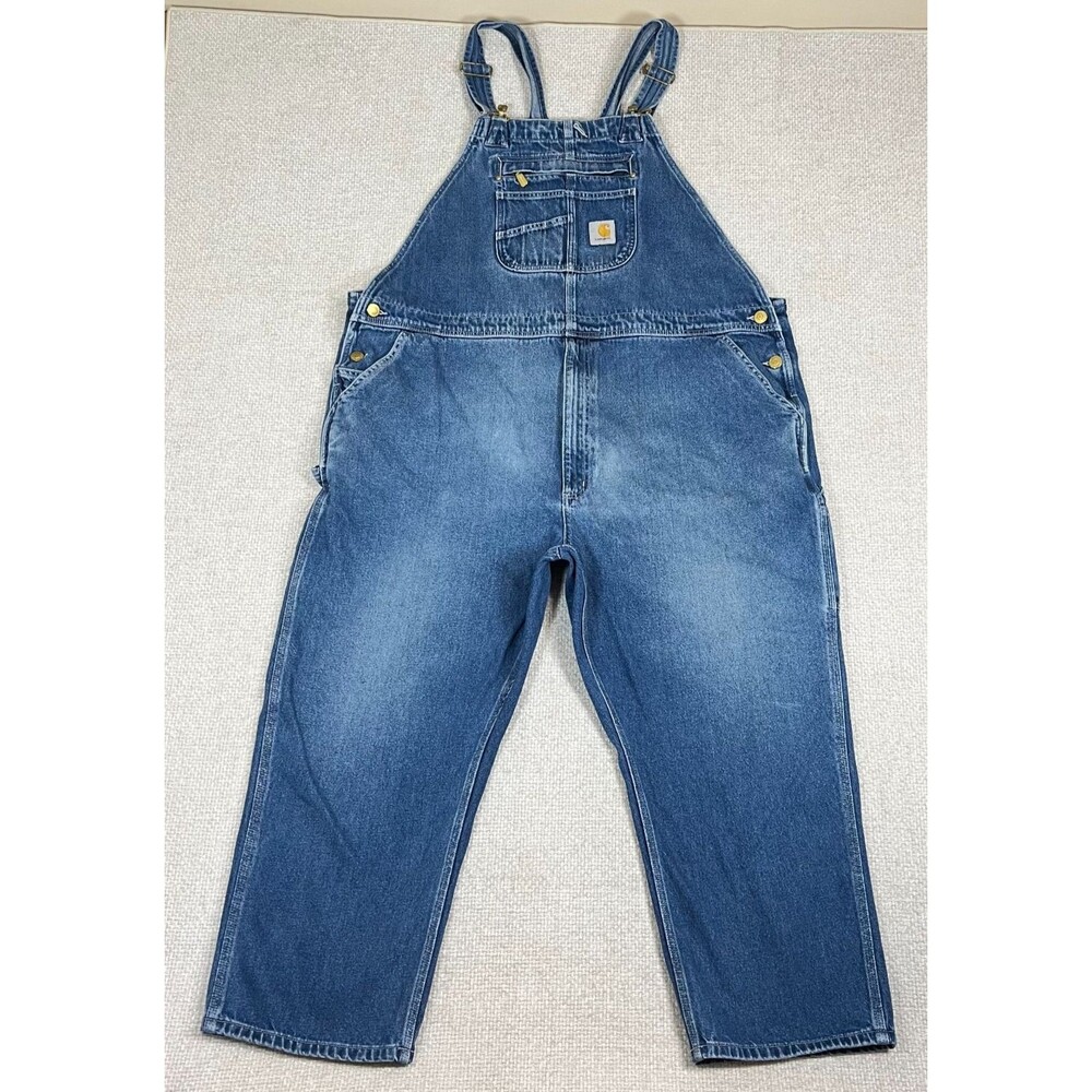 Carhartt Bib Overalls Loose Fit  Men's 48x28 Blue Denim 104672 DST OR4672-M
